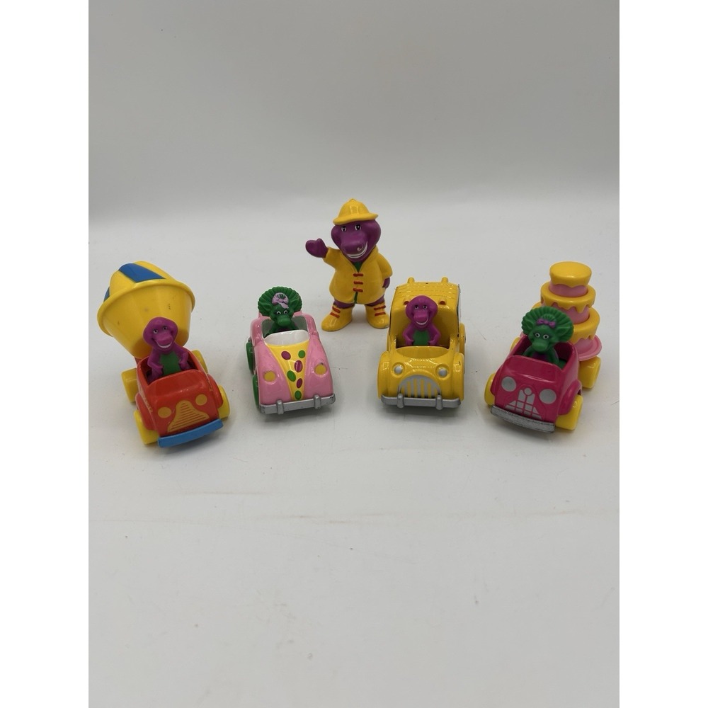 Vintage Barney and Friends Diecast Baby Bop 1993 & Cars Toy Lot Of 5